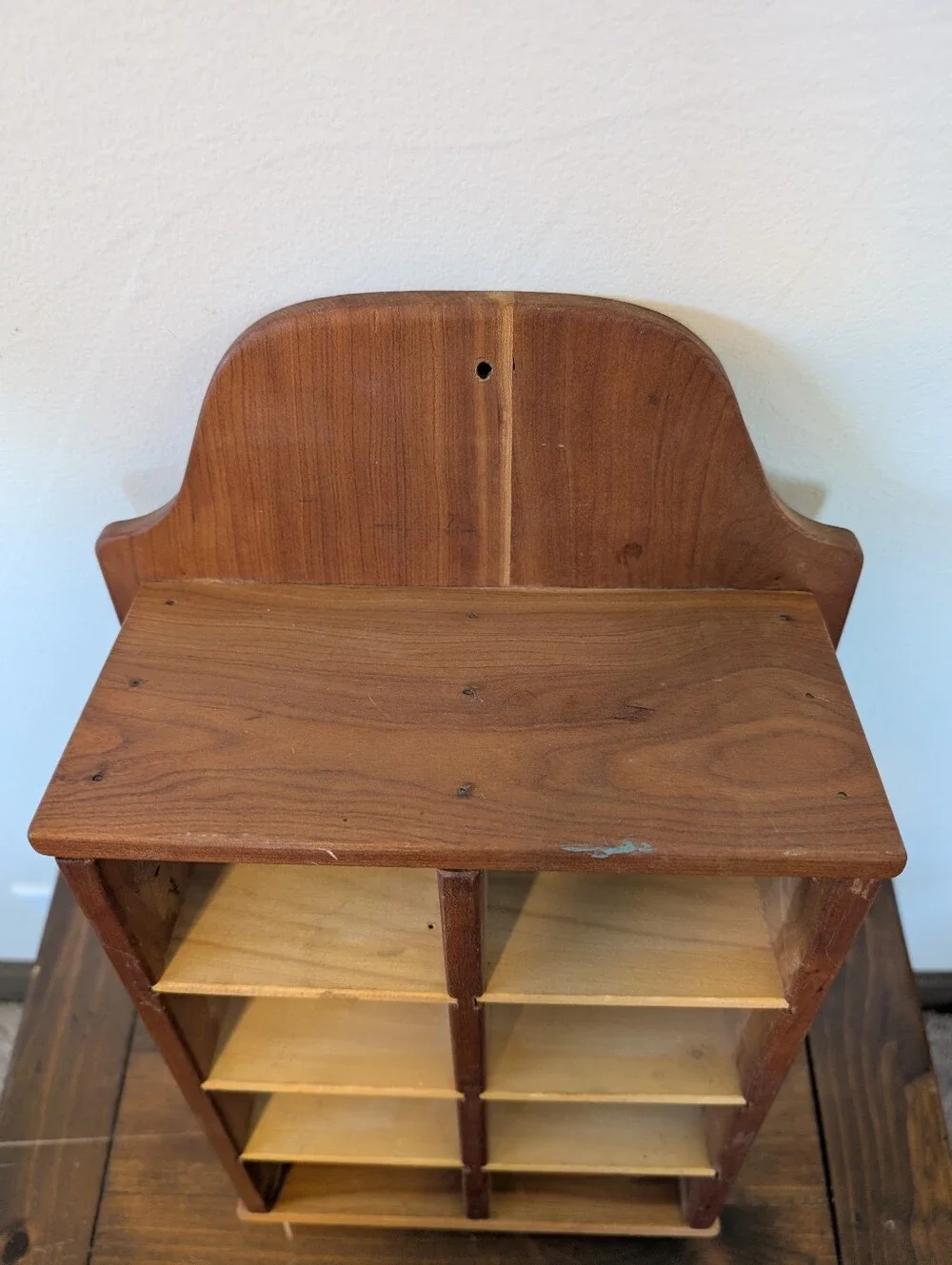 Vintage, solid wood, hanging curio cabinet